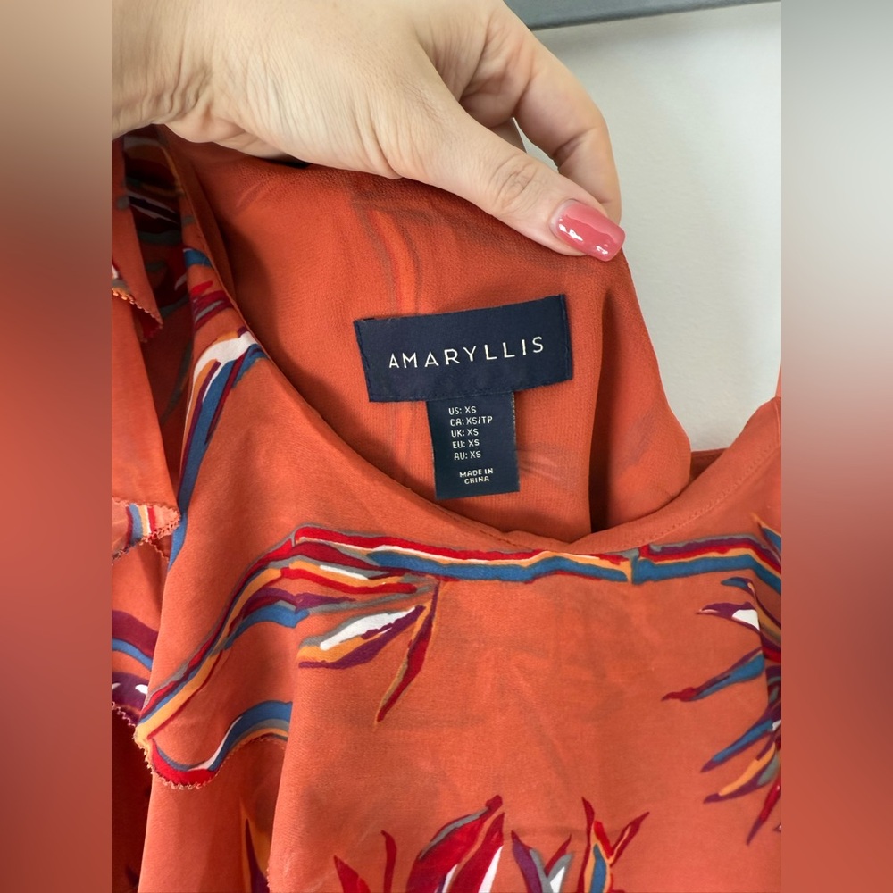 Amaryllis One-Shoulder Rust Ruffle Top - Picture 3 of 4